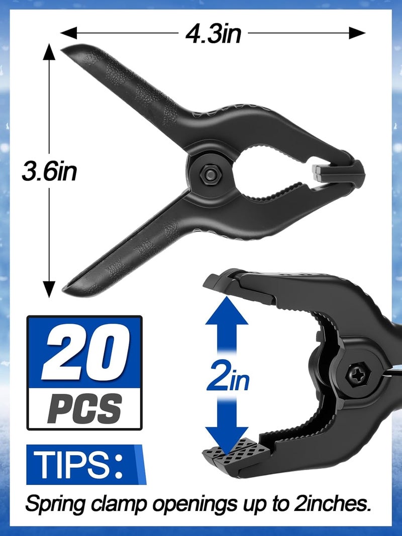 Beeplove 20 Pcs Winter Pool Cover Clips - Windproof Spring Clamps for Above Ground Steel Wall Pools, 4.3'' Length - Image 5